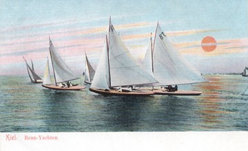 Featured is a postcard image of a yacht race out of Kiel, Germany, c 1907.  The original unused postcard is for sale in The unltd.com Store.